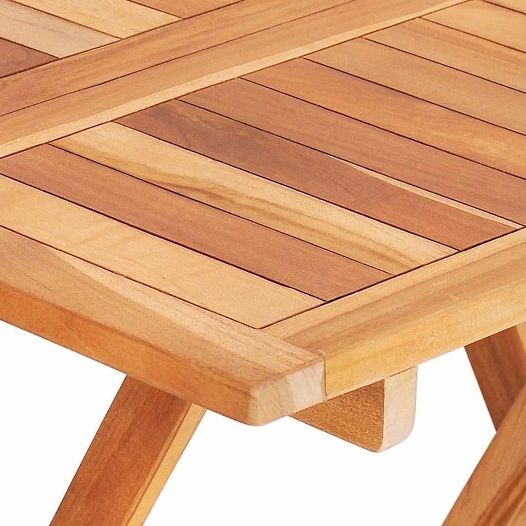 Składany stolik bistro z drewna tekowego, 60 x 60 x 65 cm, do ogrodu, na taras, balkon i do wnętrz, odporny na warunki atmosferyczne, trwały, łatwy do złożenia, idealny do posiłków, relaksu