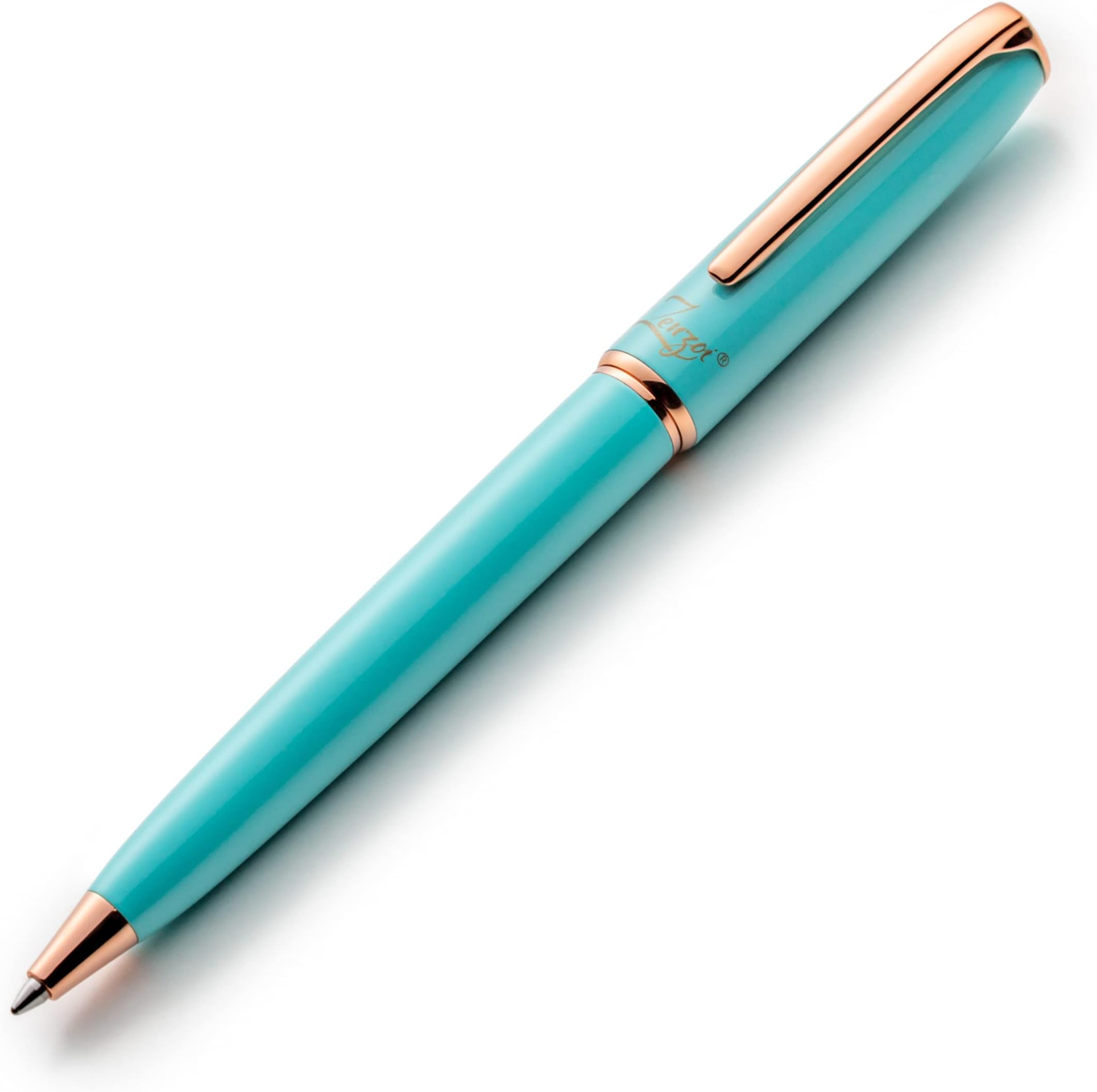 Turquoise Gold Pens with Black Ink Luxury Ballpoint Gold
