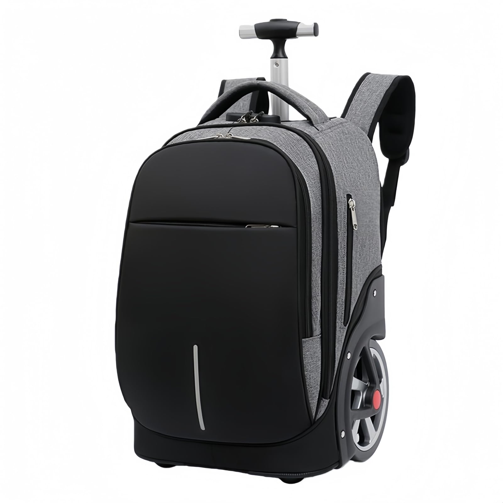 Mochila con Ruedas, Mochilas de Viaje con Ruedas para Portatil 15.6 Pulgadas para Trabajo Universidad Negocio Uso Diario, Gris