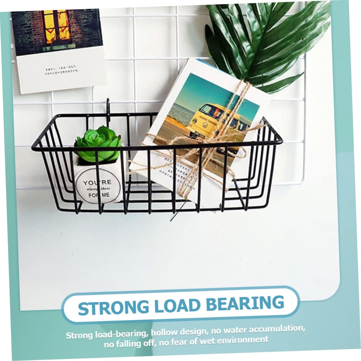 STOBAZA 2sets Wall Mounted Wire Storage Baskets Removable Bins for Home Organization Easy to Install Iron Rack for Kitchen Bathroom Living Room and More