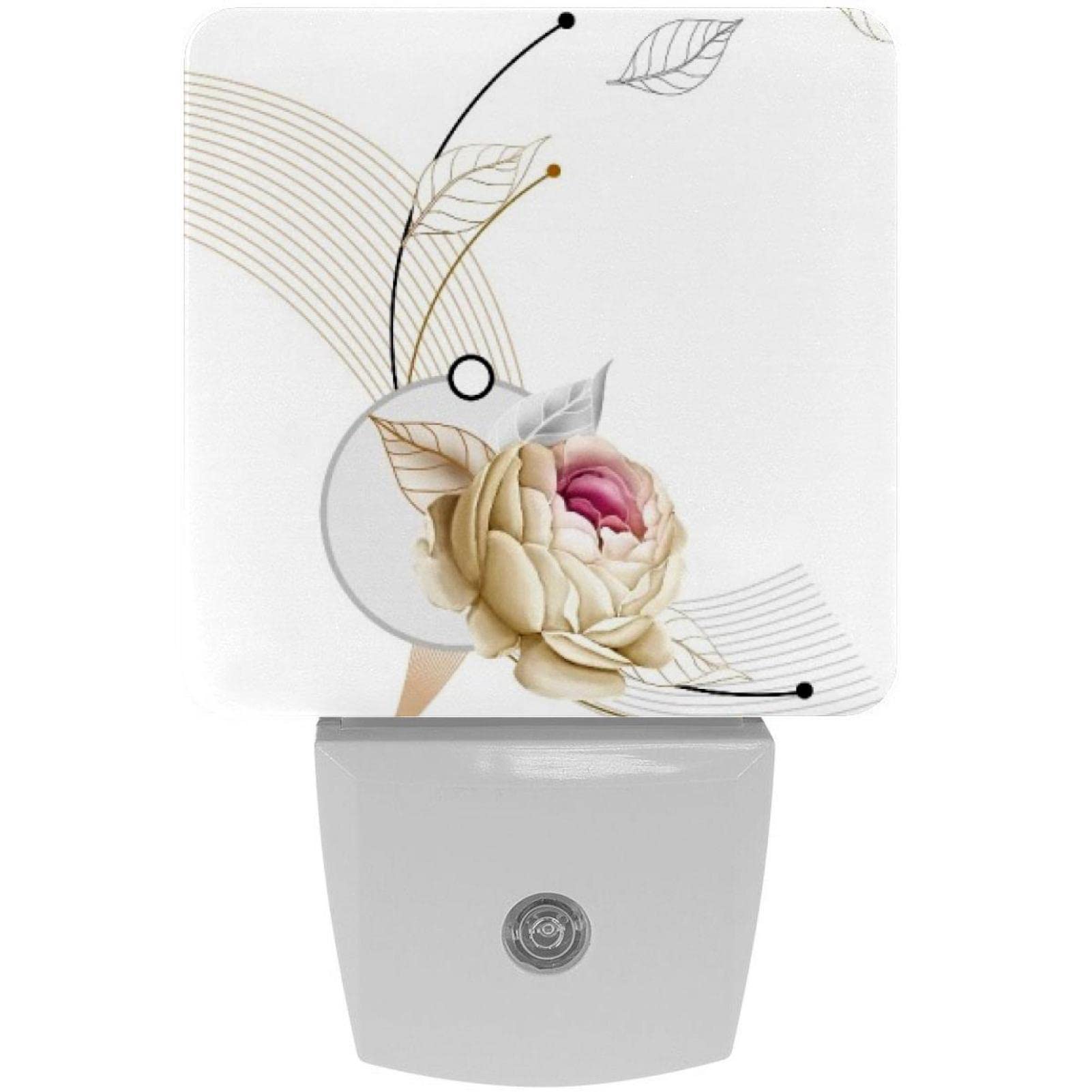 RODAILYCAYFresh Style Dmall Flower Texture Light-Sensing Night Light, 2 Packs Night Lamps Plug into Wall, LED Nightlights for Nursery, Kids Bedroom, Bathroom, Hallway, Stairs