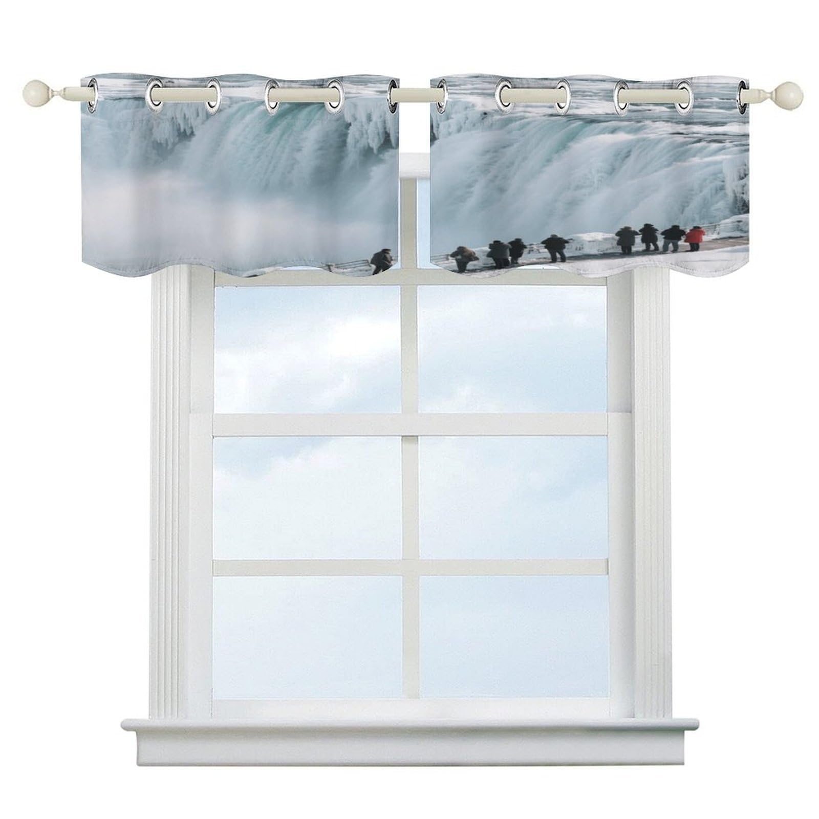 Fekiloot Style Niagara Falls Frozen In Winter Short Curtains Valance Curtain