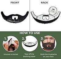 Vista 6 de Mustaches Barba falsa autoadhesiva para niños, novedad, pequeño pelo facial falso, accesorio de disfraz para niños, color negro brillante Negro