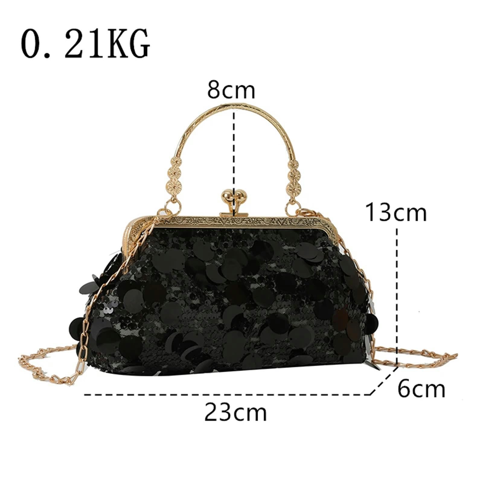 Clutch-Tasche Frauenabendkupplung Hochzeit Gold Pailletten Kupplung Kettenumhängende Umhängetasche Kleine Party -Tasche Tasche-silber-23 cm 6 cm 13 cm