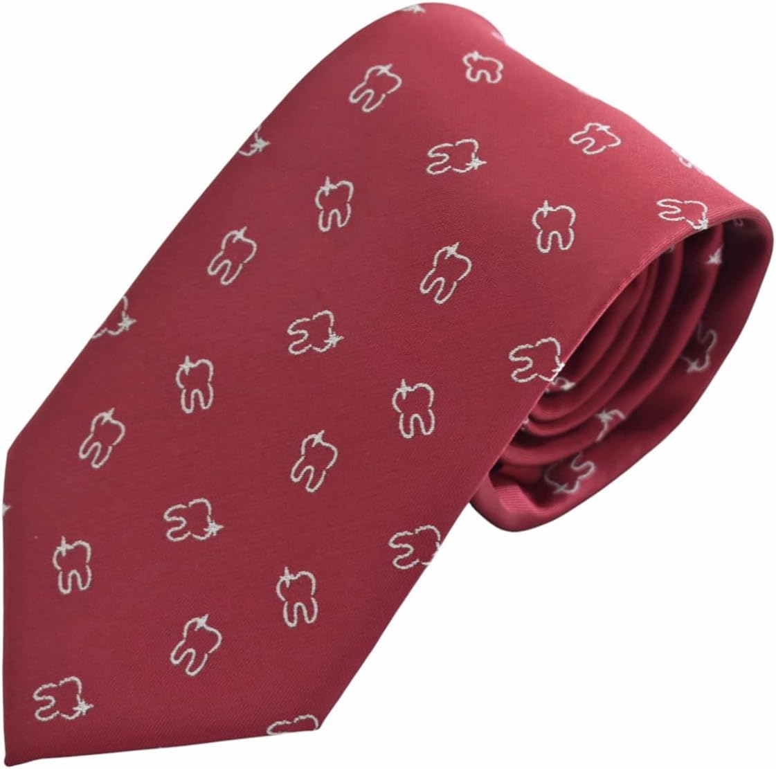 Maker V Dentist Necktie in Red Exclusive - Dentist Tie - Orthodontist Necktie - Dental Hygienist Gift