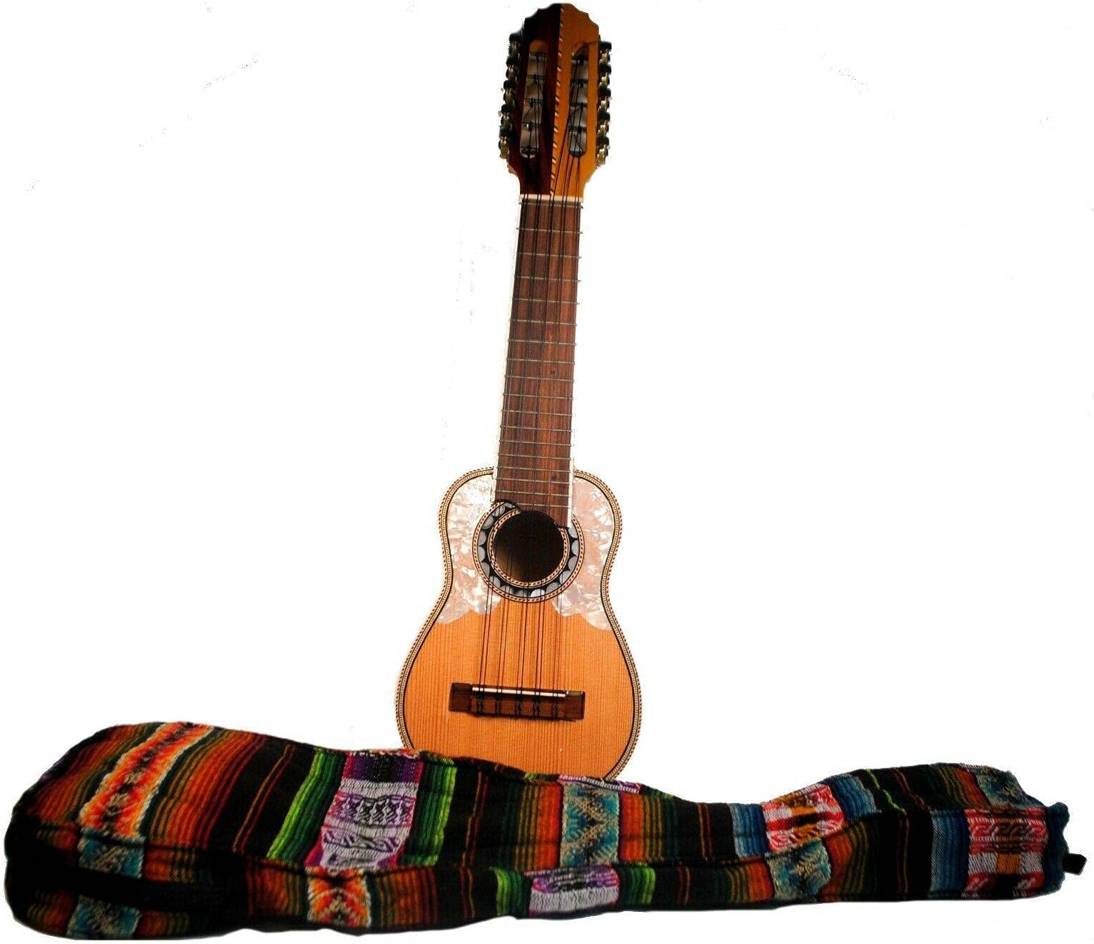 Fair Trade South American 10-stringed Charango inc Traditional Aguayo Padded Case