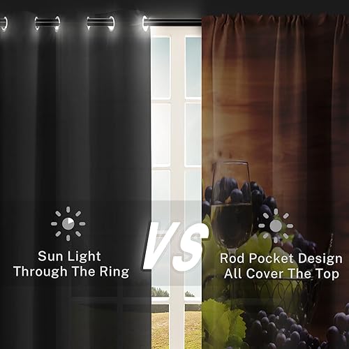 Vista 80 de Cortinas geométricas de cocina negras y grises de 63 pulgadas de largo, juego de 2, cortinas grises y blancas para dormitorio, sala de estar, Gris