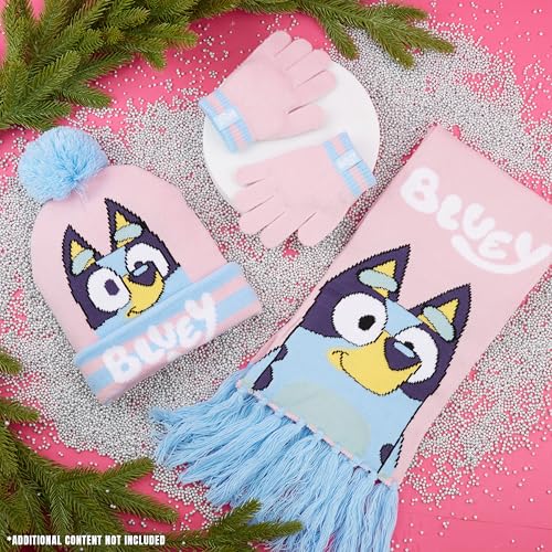 image for Bluey Girls Winter Set, Kids Hat & Gloves Scarf or Beanie and Gloves -