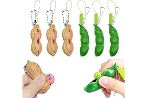 6PCS Squeeze Bean Keychain Fidget Toys Pack For Kids & Adults