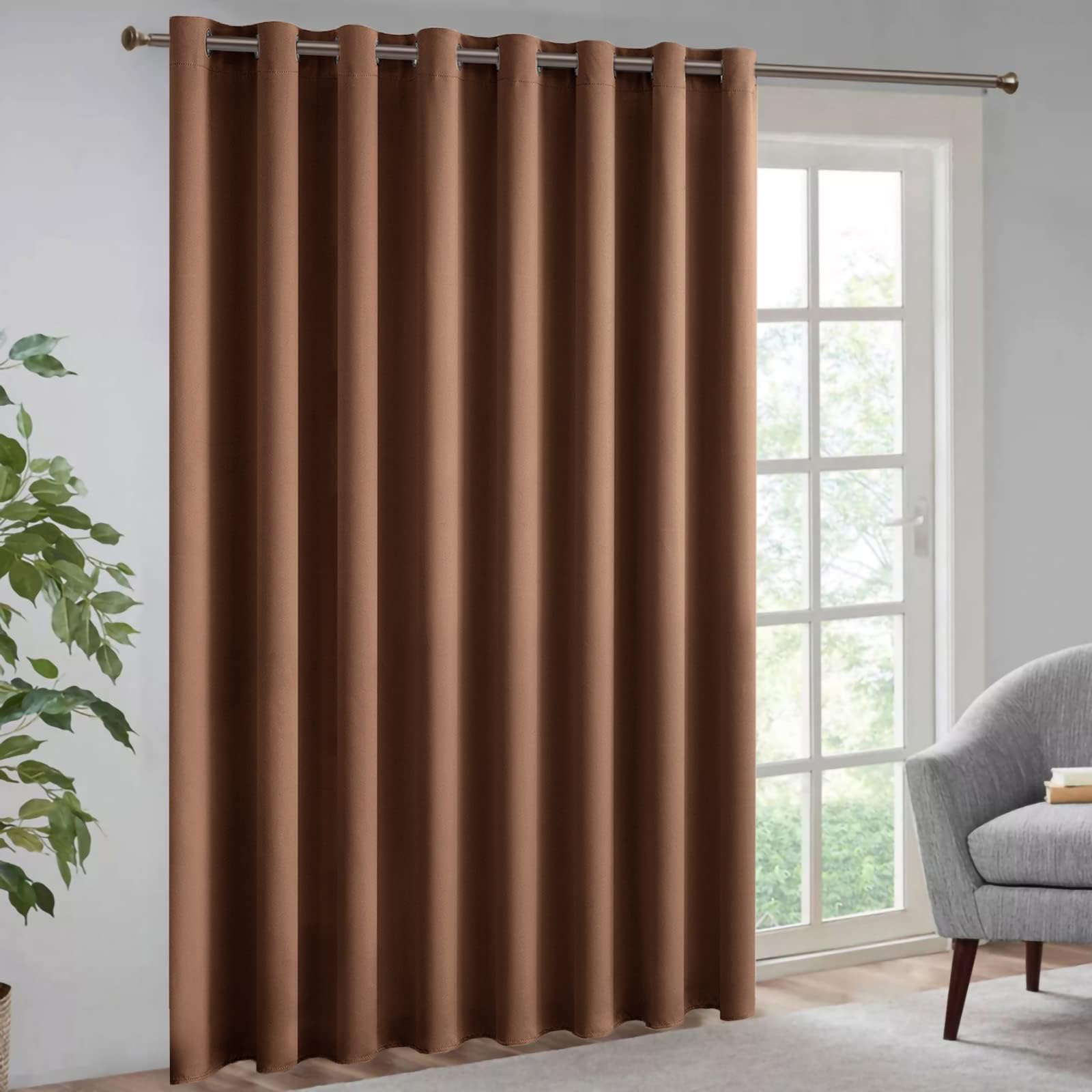 MIULEE Room Divider Curtain Vertical Blinds Room Darkening Extra Wide Window Drape Cappuccino Brown Grommet Closet Door Curtains for Bedroom/Living Room/Patio Sliding Glass Door 1 PC, 100 x 84 Inch