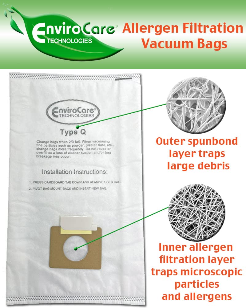 EnviroCare Sacchetti Aspirapolvere Per Kenmore Type C/Q E Panasonic C-5 - Confezione Da 45 Con Microfiltrazione Antiacaro