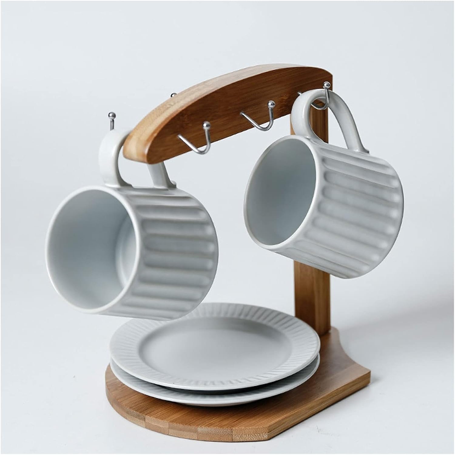 Concave Striped Thick Ceramic Cup French Luxury Coffee Set Retro Hanging Ear Coffee Cup (F) (B)