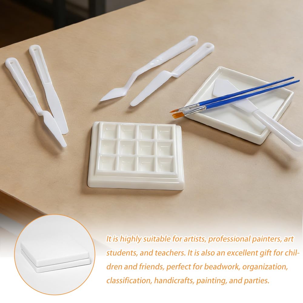 Tavolozza Ceramica con Coperchio,12 pozzi,Tavolozza per Acquerello Tavolozza per Miscelazione Acquerello Tavolozza per Pittura Portatile Tavolozza Colori per Acquerelli, Artisti