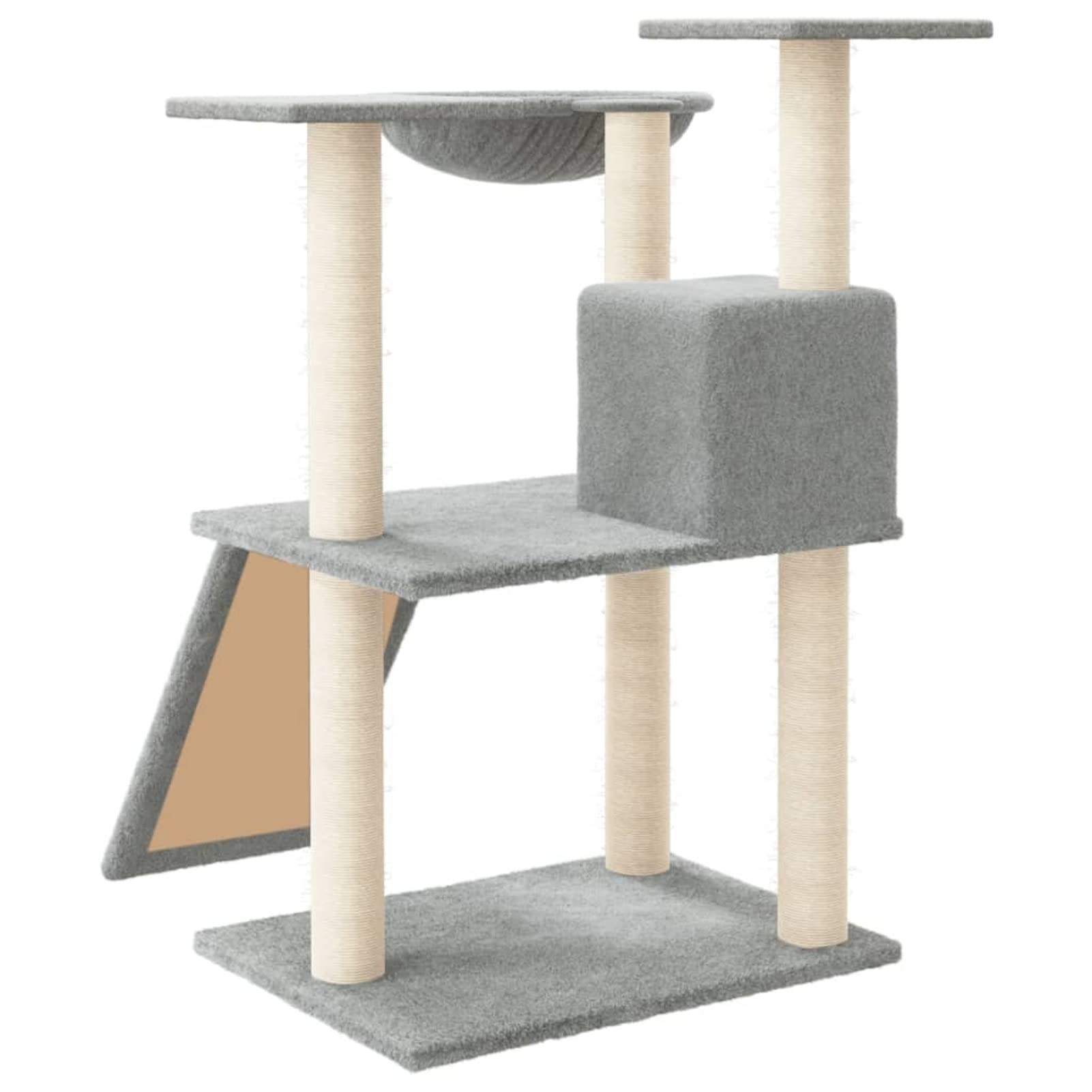 Rascador para Gatos con Postes de sisal, ZEYUAN Rascador Gato, Arbol Rascador para Gatos, Gatos Accesorios, Torre Gatos, Arranhador para Gatos, Casa para Gatos, Gris Claro 83 cm