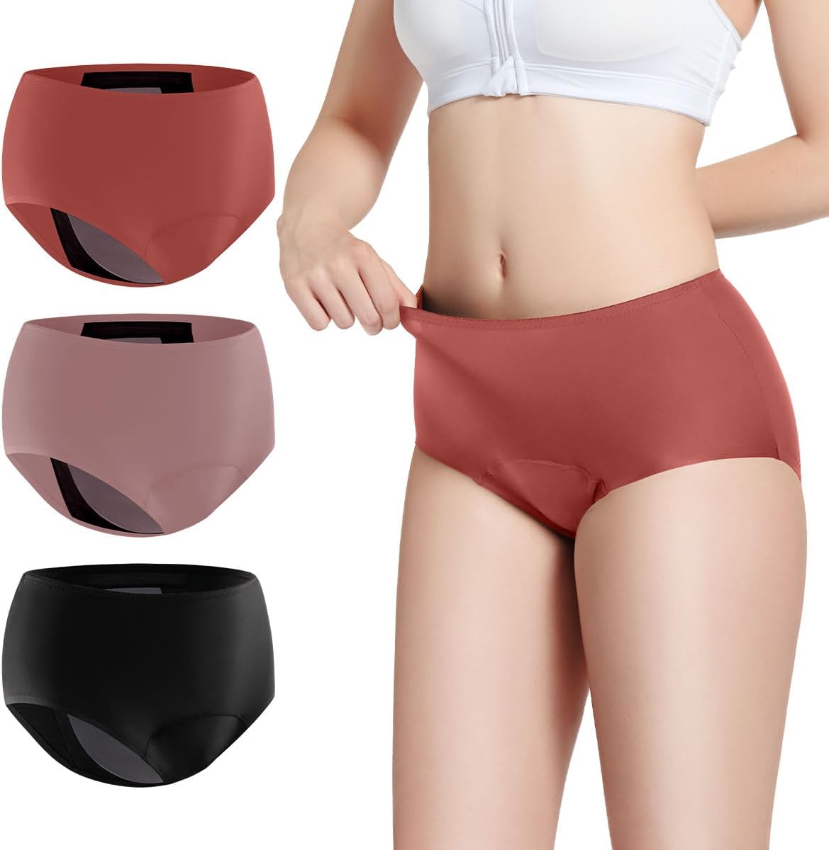 Carer Leak Proof Underwear for Women Washable Incontinence Underwear for Women 150ml Super Absorbent Bladder Leak Panties for Incontinence Postpartum Bladder Leakage Protective Panties 3 PCS, X-Large