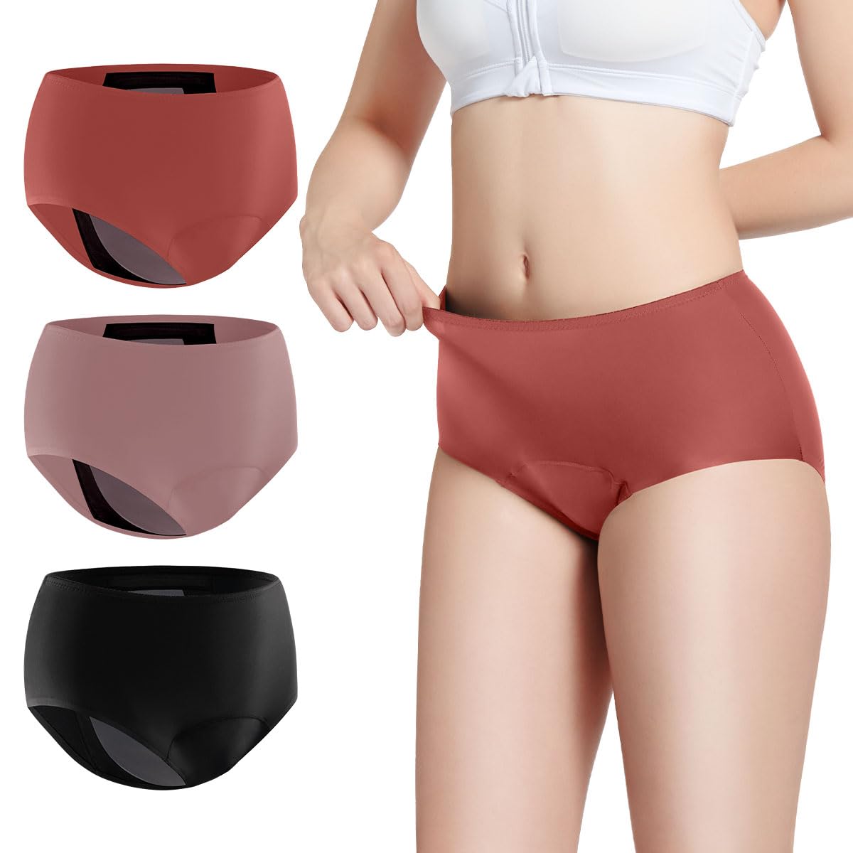 Carer Leak Proof Underwear for Women Washable Incontinence Underwear for Women 150ml Super Absorbent Bladder Leak Panties for Incontinence Postpartum