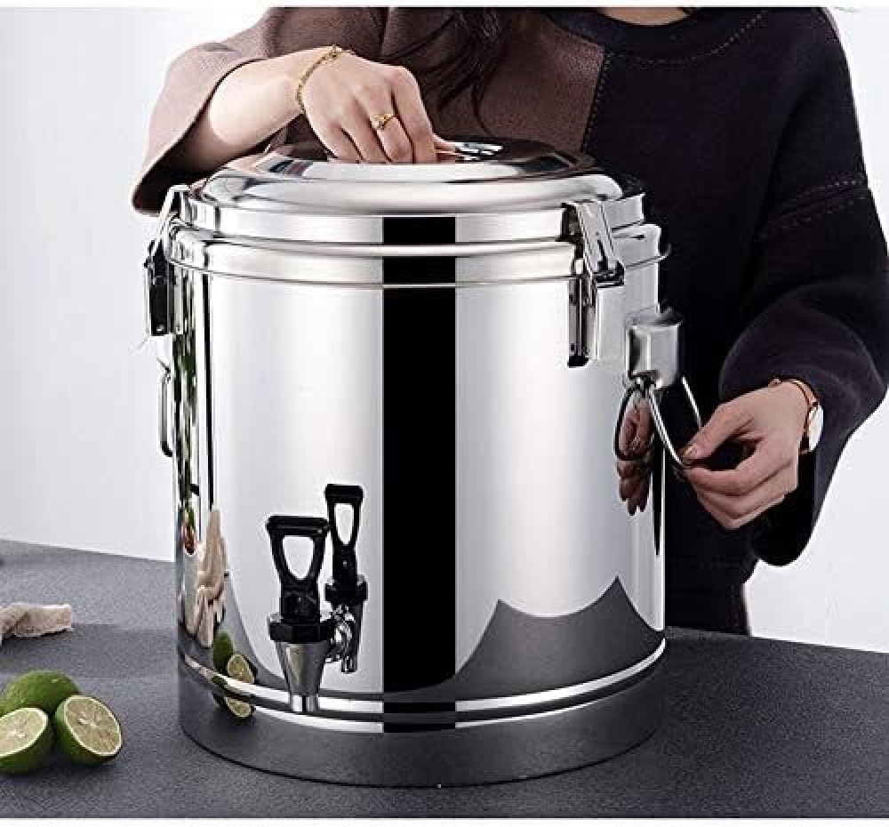 Distributore di acqua calda da 10 l, isolato per tè, secchiello per ghiaccio, scalda bevande, dispenser per bevande, urna in acciaio inox, per caffè, acqua, latte, tè e zuppe