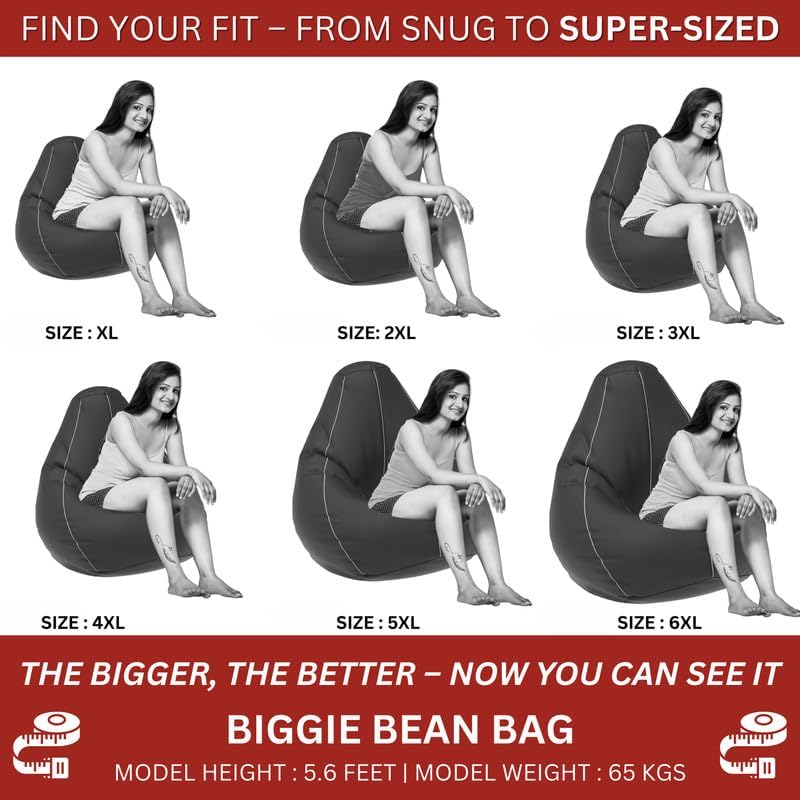 Image of Biggie Bean Bag with Beans Filled 6XL Bean Bag Sofa with Free Cushion Footrest - Official : ColorFlex Lounge Combo (Matching Color : Regular, Brown Black)