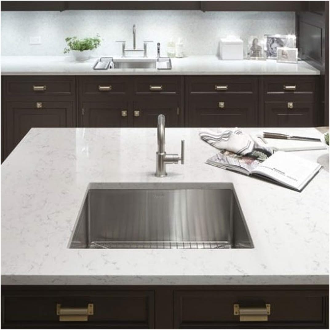 VADANIA 20-inch Kitchen Bar Sink, 20"x18"x10", Single Bowl, Undermount, 18 Gauge T304 Stainless Steel, Satin Finish, with Strainer & Bottom Grid, cUPC listed
