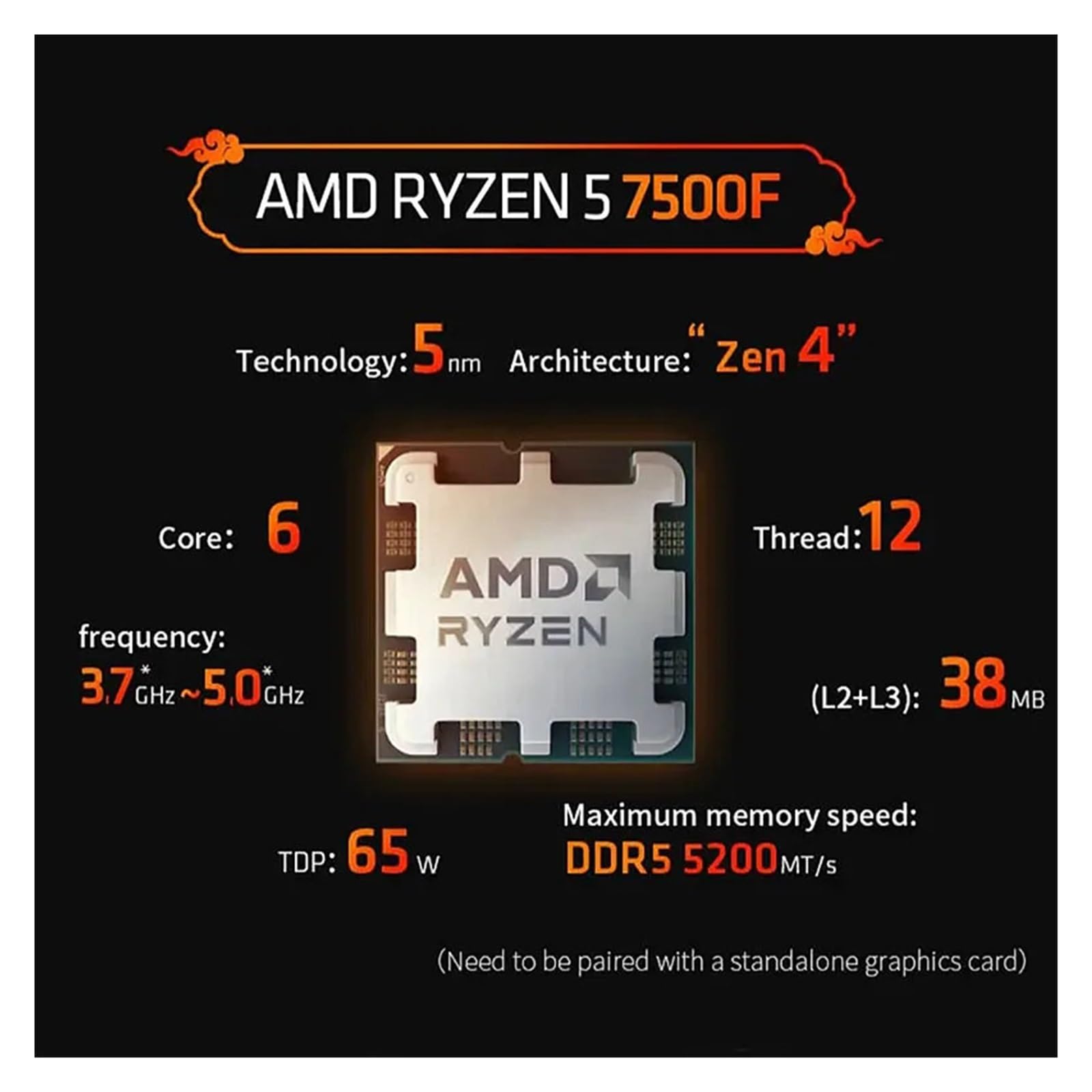 Amazon.in: Buy AMD Ryzen 5 7500F R5 7500F 3.7GHz 6-Core 12-Thread