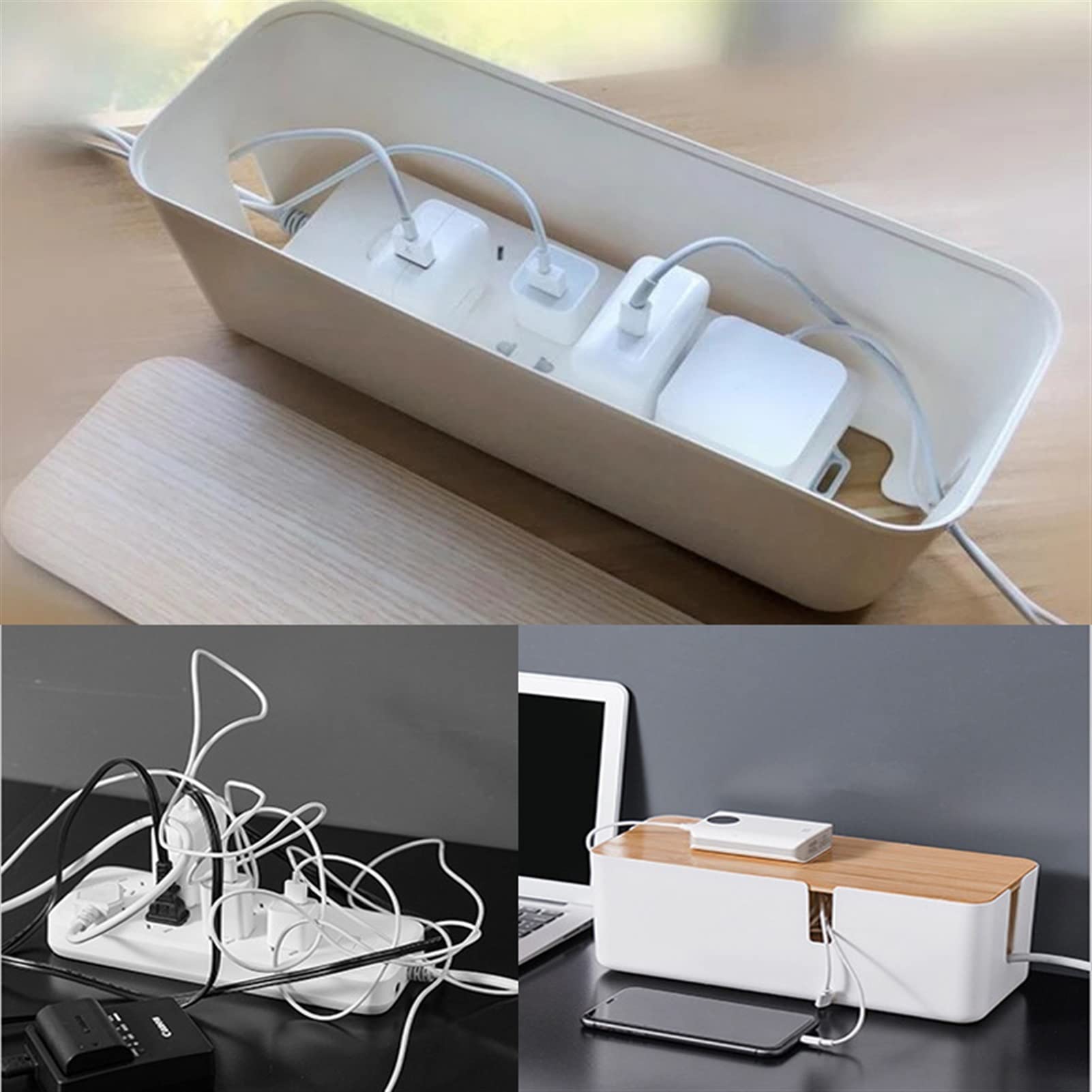 Caja de Almacenamiento de gestión de Cables, Toma de Corriente, Administrador de Placa de alimentación, Cargador, Tubo de línea de Ordenador, Caja de Cable de alimentación para Oficina en casa (B)