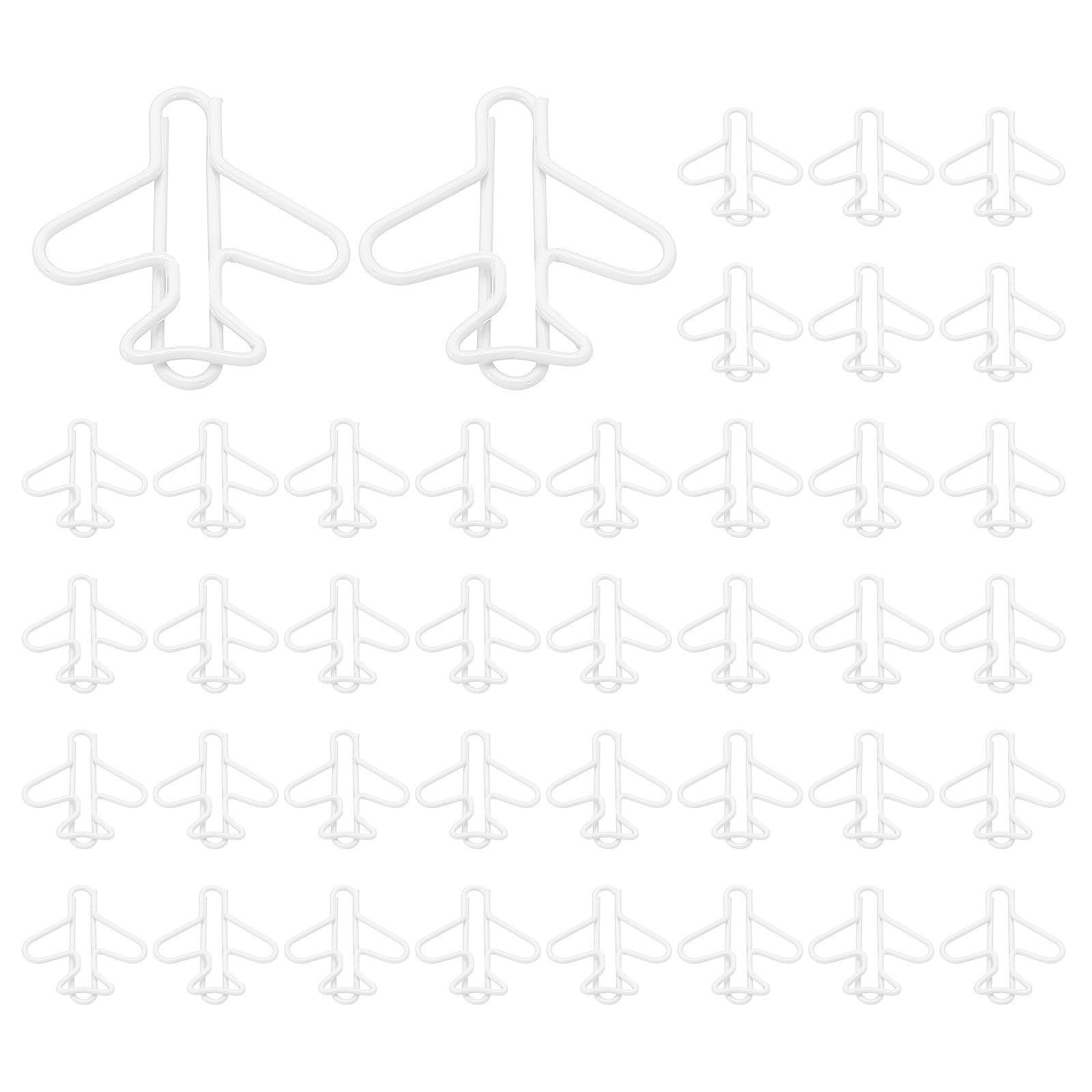 PATIKIL Cute Paper Clip, 100Pcs Plane Shape Paper Clip Metal Funny Bookmarks Planner Clips Clamp for Home Office Supplies Desk File Organization Wedding Decoration, White