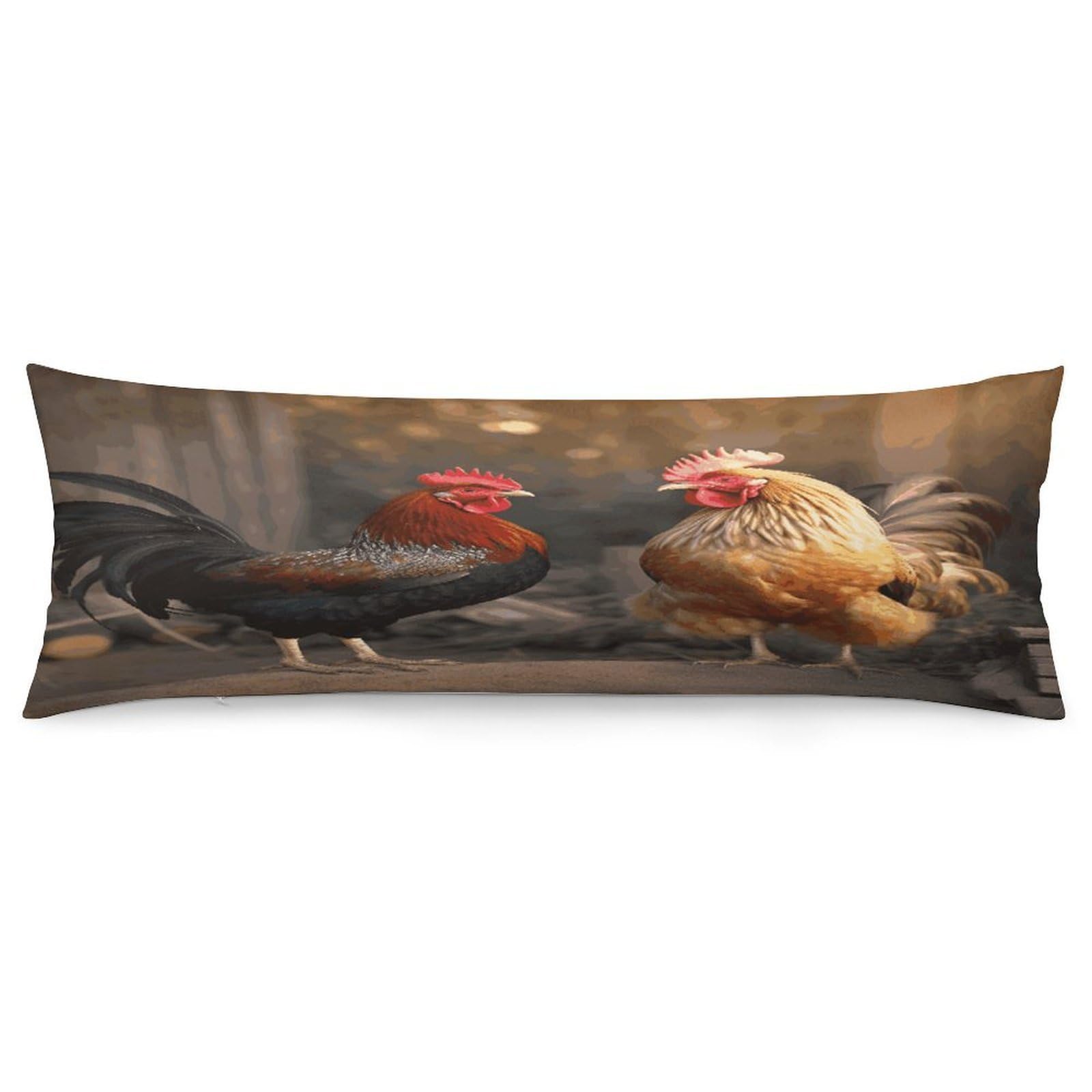 Rooster and Chicken Throw Pillow Covers with Silent Zipper Polyester Pillow Protectors Removable Pillow Cases Soft Pillowcase Cozy Pillow Sham Cushion Cover for Sofa Car Bed 20"x54"