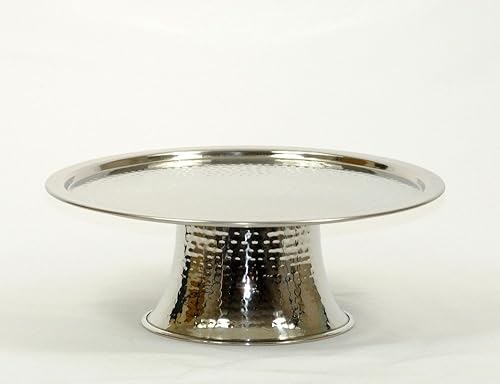 Miniatura 6 de 3SCompany Plato para pastel de acero inoxidable martillado a mano con pescado brillante con capacidad para pasteles o pasteles de hasta 10 pulgadas