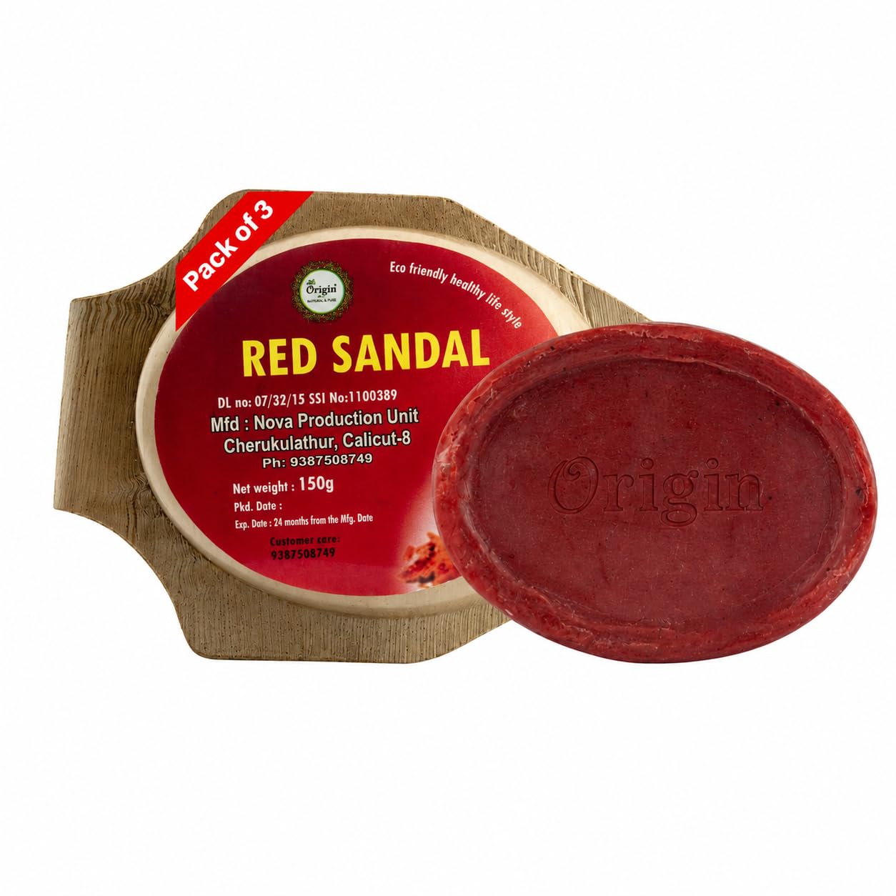 The Origin Red Sandal Organic Body Scrub Cake (150g) | Handcrafted Exfoliating Soap with Virgin Coconut Oil | Deep Cleansing Tan Removal & Skin Brightening Scrub for Pimples, Acne & Glowing Skin (Pack of 3)-image-25