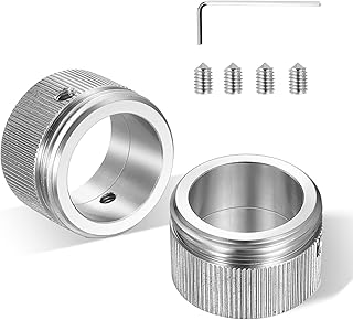 2 Stück 304 Edelstahl Heizkörperventil Adapter, Thermostatkopf Adapter mit Riffelung für M30×1.5 Gewinde, Gewinde Innendurchmesser 22 mm Lieferung mit Sechskantschlüssel