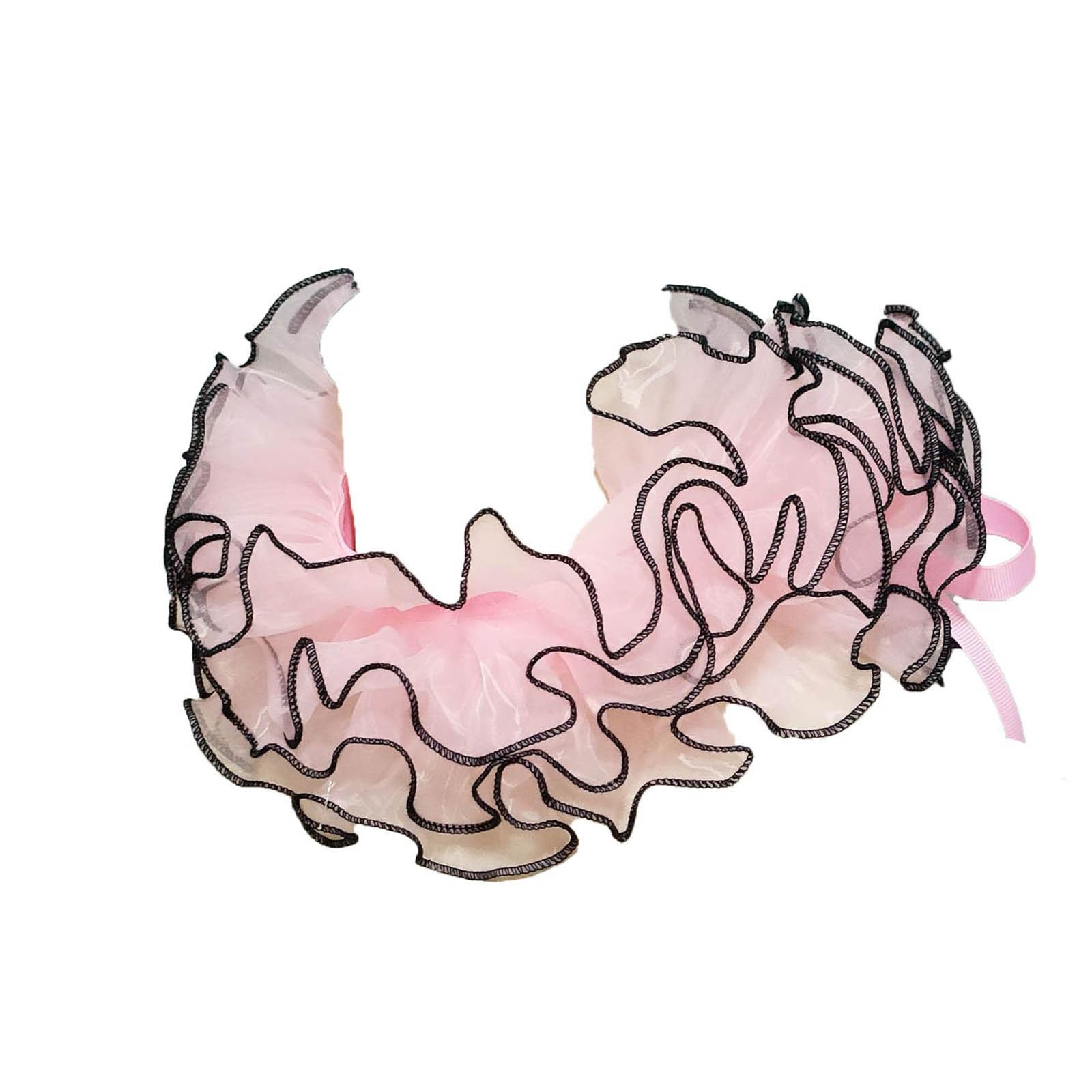 TiaoBug Elizabethan Fake Collar Victorian Neck Ruffle Collar Vintage Organza Neck Ruff for Cosplay Fancy Dress Pink One Size