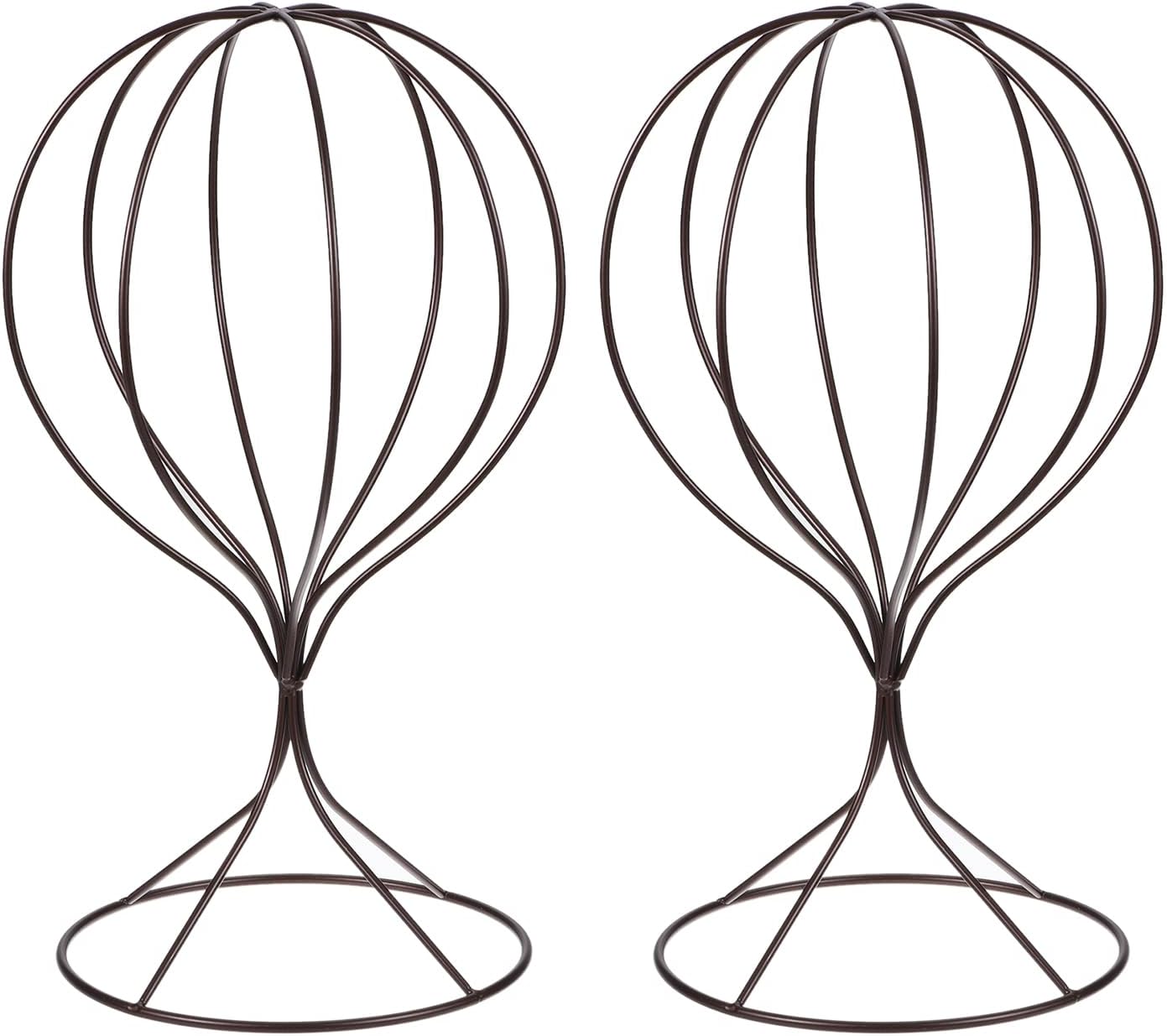 uxcell Soporte de exhibición de metal para sombreros, paquete de 2 unidades para sombreros de mesa y pelucas, soporte moderno para armario para