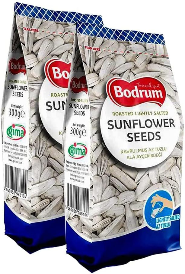– Roasted Lightly Salted Sunflower Seeds Bod-rum-High Rich Nutty Flavour Delicious Satisfying Healthy Snacks 300G Product of Turkey Origin Pack of 2