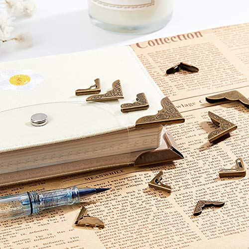 Ph Pandahall Book Corners, 60 Pcs 15 Styles Iron Corner Protectors Guard Edge Cover, Metal Cover Pad For Junk Journals Jewelry Case Box Book Scrapbooking Albums Menus Furniture, Antique Bronze #TOP6