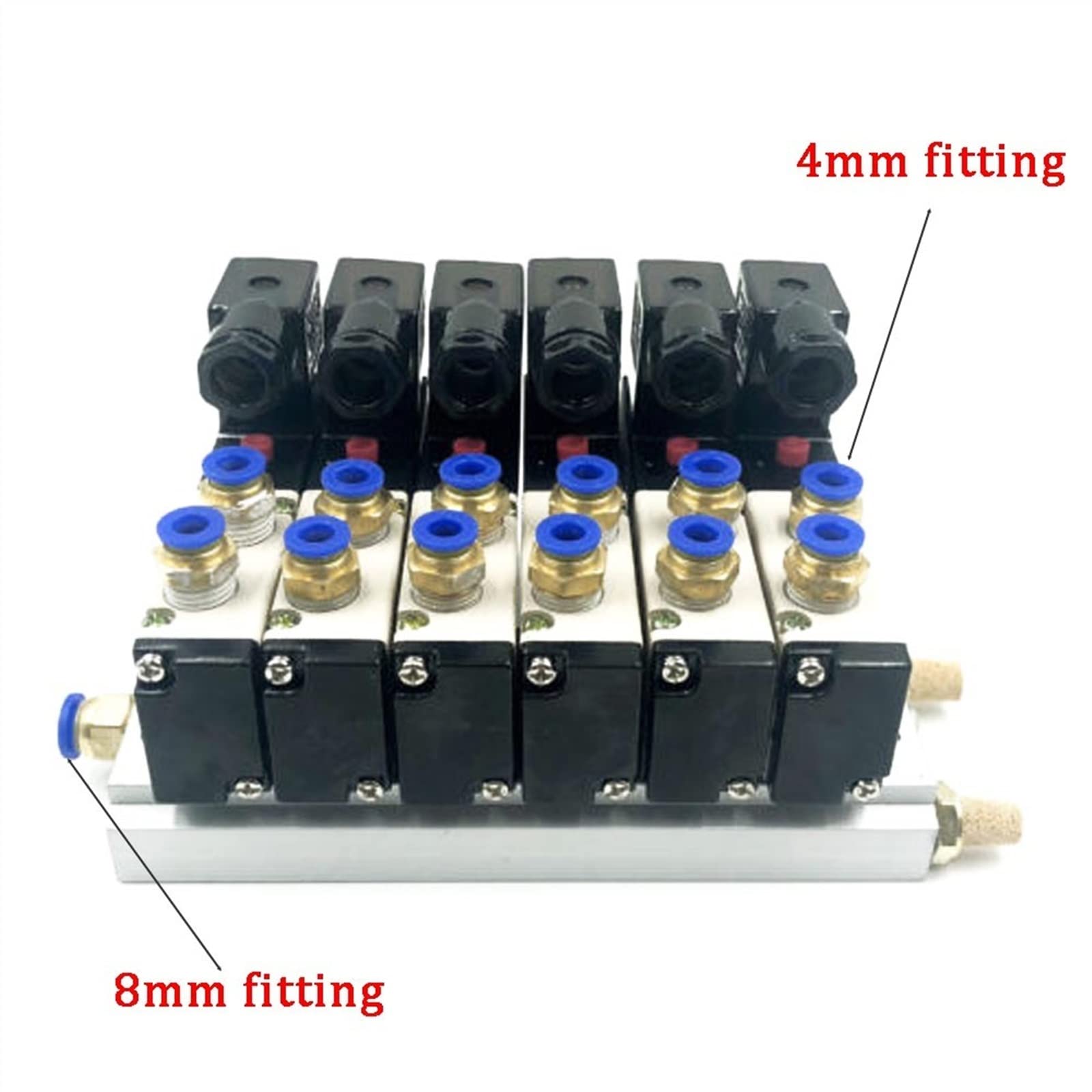 24 V DC 12 V 6 pneumatyczny zawór elektromagnetyczny 4V210-08 tłumik 4 mm 6 mm 8 mm 10 mm 12 mm zestaw podstawowy szybki montaż 110v 220v 4V210 08 1 sztuk (4 mm dopasowania, DC24V)