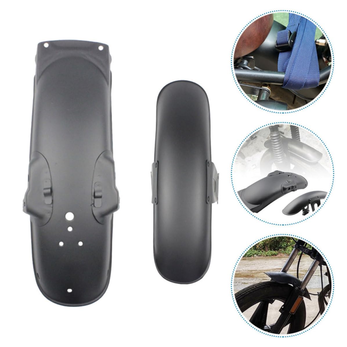 POPETPOP Motorrad Schutzblech Satz Vorne und Hinten aus Eisen in Schwarz Langlebiger Spritzschutz und Vorderrad Schmutzfänger für Retro Motorrad