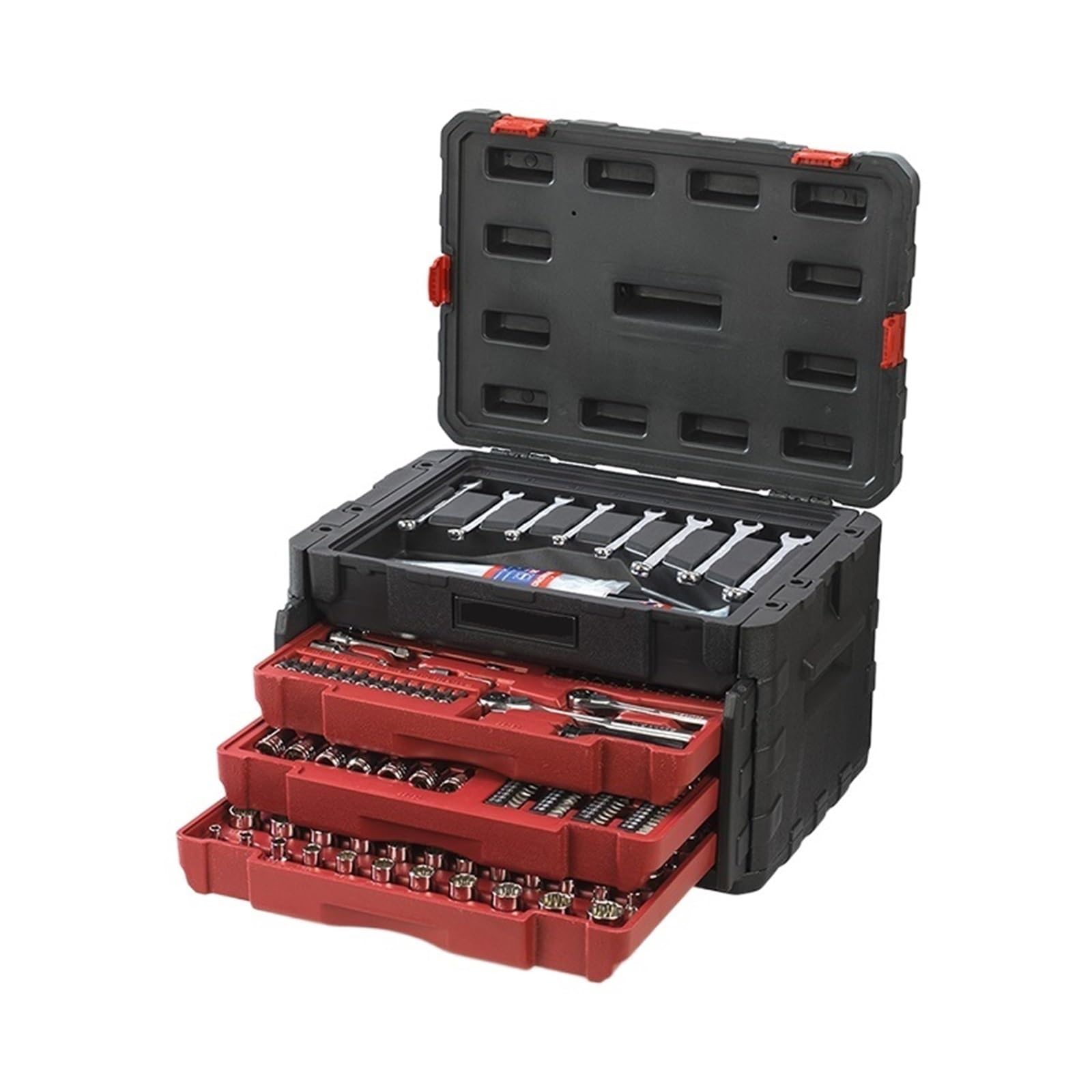 JADERY320PC 1/4" 3/8" 1/2" Dr. Socket Wrench Set Deluxe 3 Drawer Box Case Kit Mechanic Tool Set