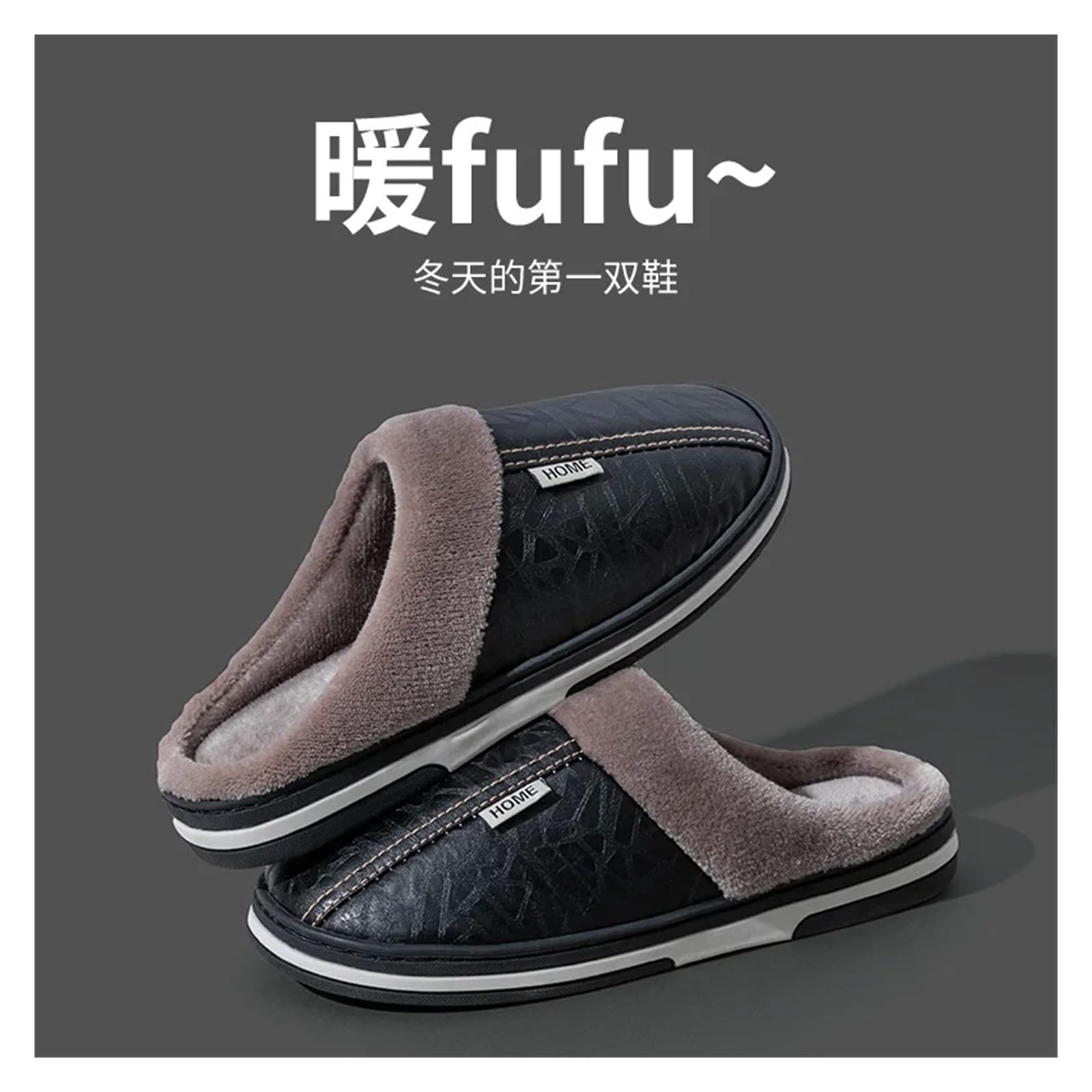 Pantofole da uomo Ciabatte da uomo invernali grandi taglie interno casa scarpe di cotone pelliccia basse camera letto pantofole