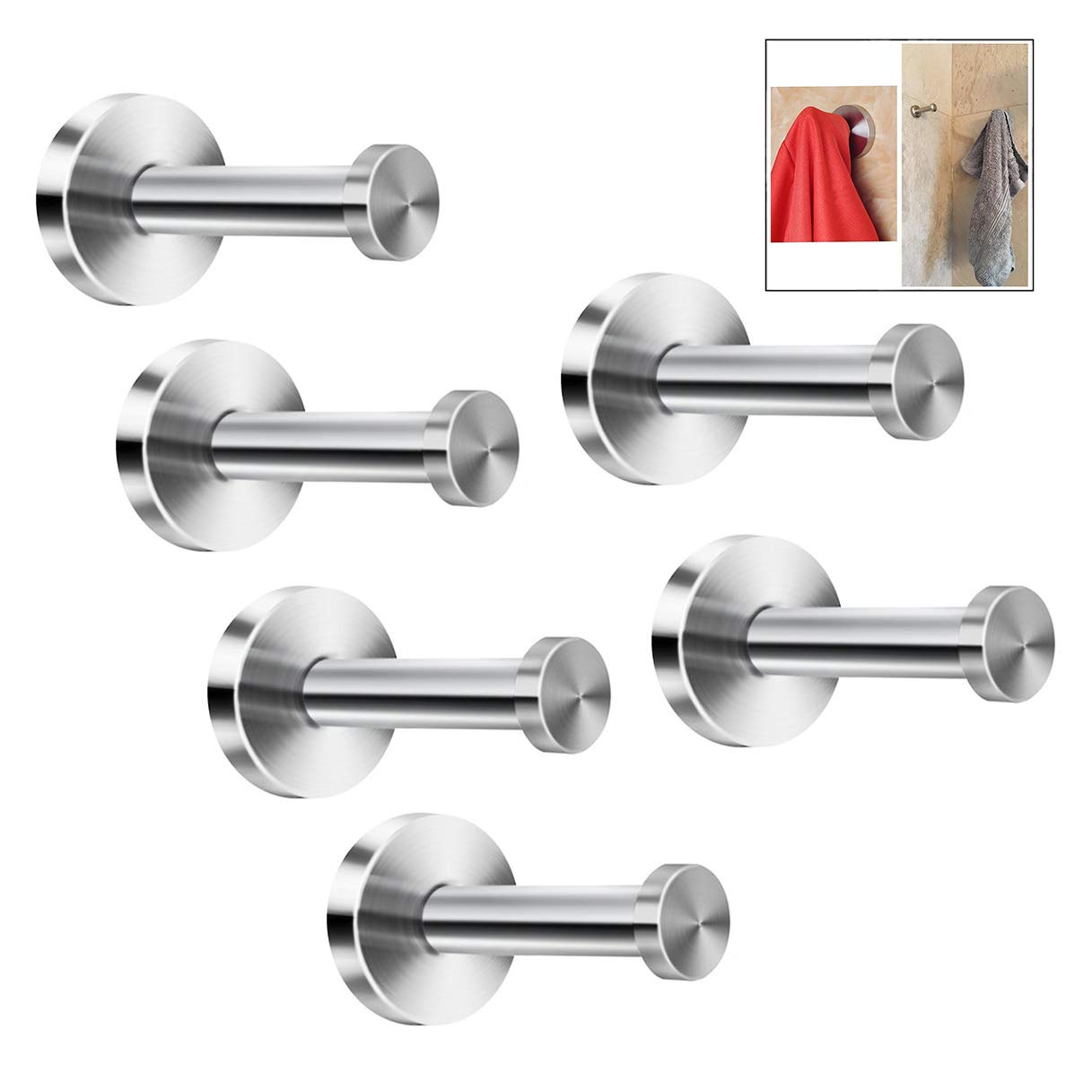 PINGEUI 8 ganci appendiabiti da 52 mm, in acciaio inox, gancio per asciugamani, gancio da cucina con viti, portasciugamani da bagno, porta da parete