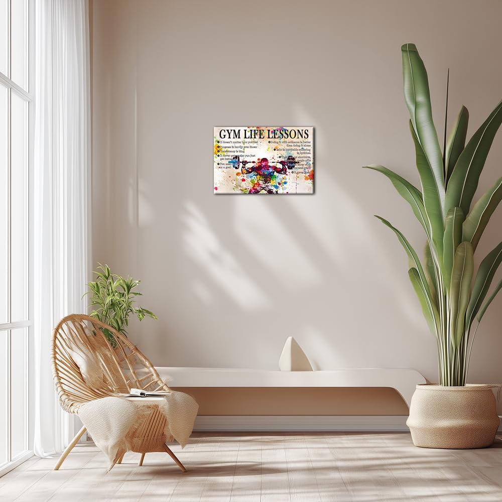 Axglnumber Gym Wall Art Framed Motivational Quotes Poster Modern Life Lessons Pictures Prints,Retro Canvas Painting Gym Poster 12x18 inches