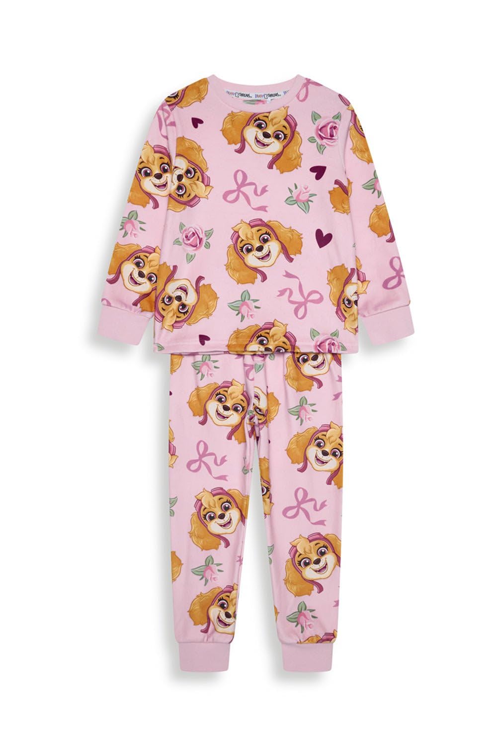 Brand Threads Girls Pink Paw Patrol Fleece Twosie Pyjama Set – Soft Hooded Top & Bottoms, Character All-Over Print, Cosy Kids Sleepwear Loungewear, Gifts For Machine Washable