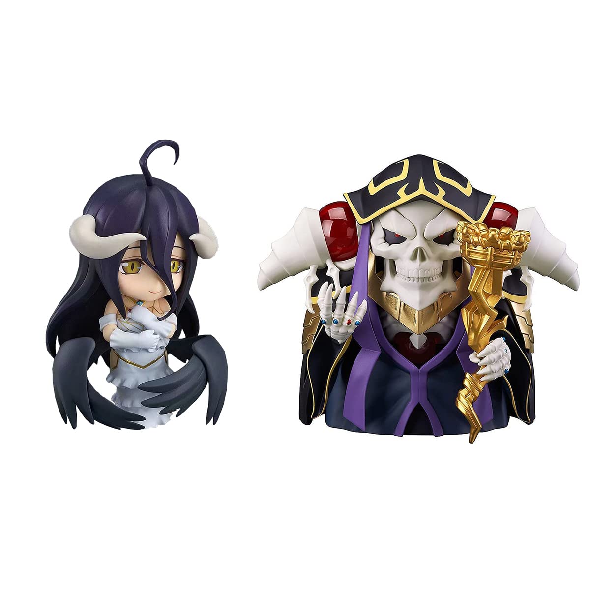 Overlord Figur - Albedo, Ainz Ooal Gown Anime Actionfigur, Bewegliche Figur Statue Spielzeug PVC Figur Modell Exquisite Ornamente Sammlerstück Wohnkultur Fans Geschenk (2 Stück)