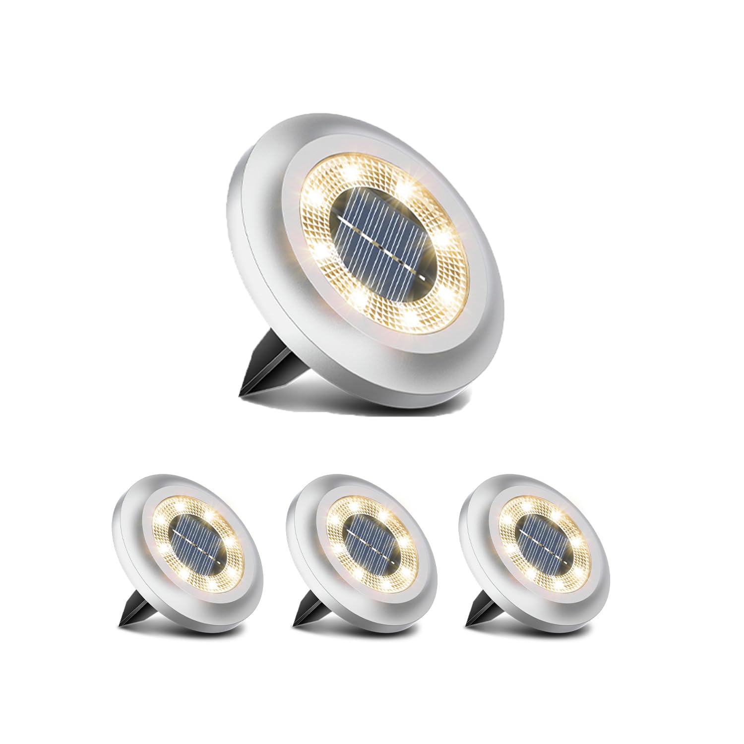 Torchtree Solar Lights Outdoor Garden,600mAh Solar Ground Lights, 8 LED Solar Disk Lights for Garden Lawn Pathway Yard Landscape Walkway（8 Pack Bright White） ﻿ — view 12