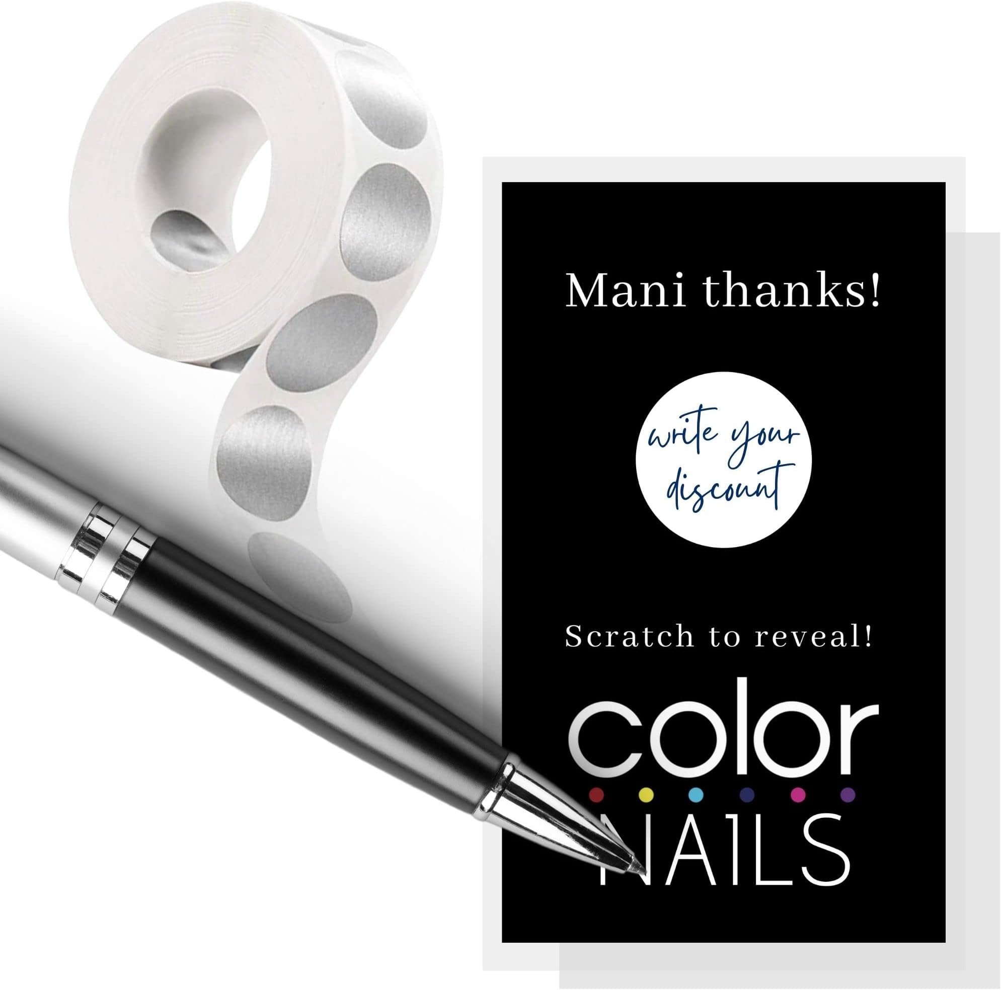 Scratch Off Discount Cards | 30 Pack | 2 x 3.5" inches Business Sized Card | Discount Cards | Mani Thanks | Black Card Nail Design