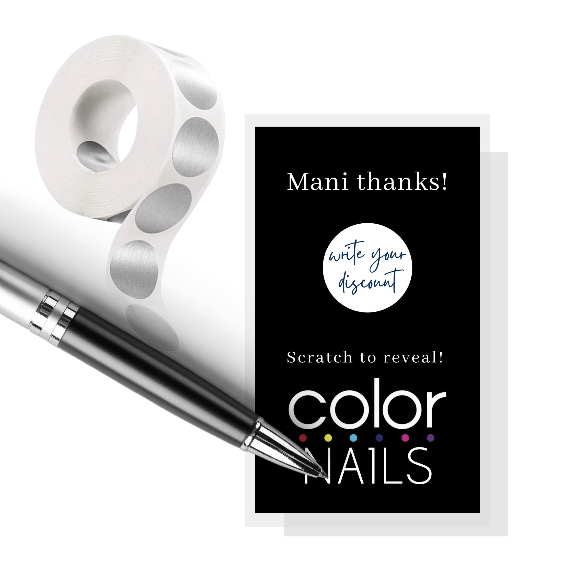 Scratch Off Discount Cards | 30 Pack | 2 x 3.5" inches Business Sized Card | Discount Cards | Mani Thanks | Black Card Nail Design