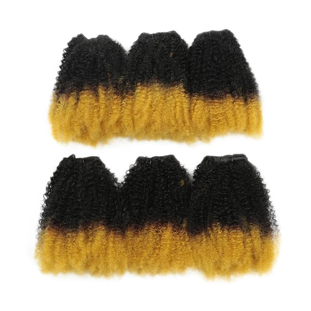 6 sztuk sztucznych włosów Afro Kinky Curly, 8 cali Curly Weave Marley HairExtensions(T1B-144)