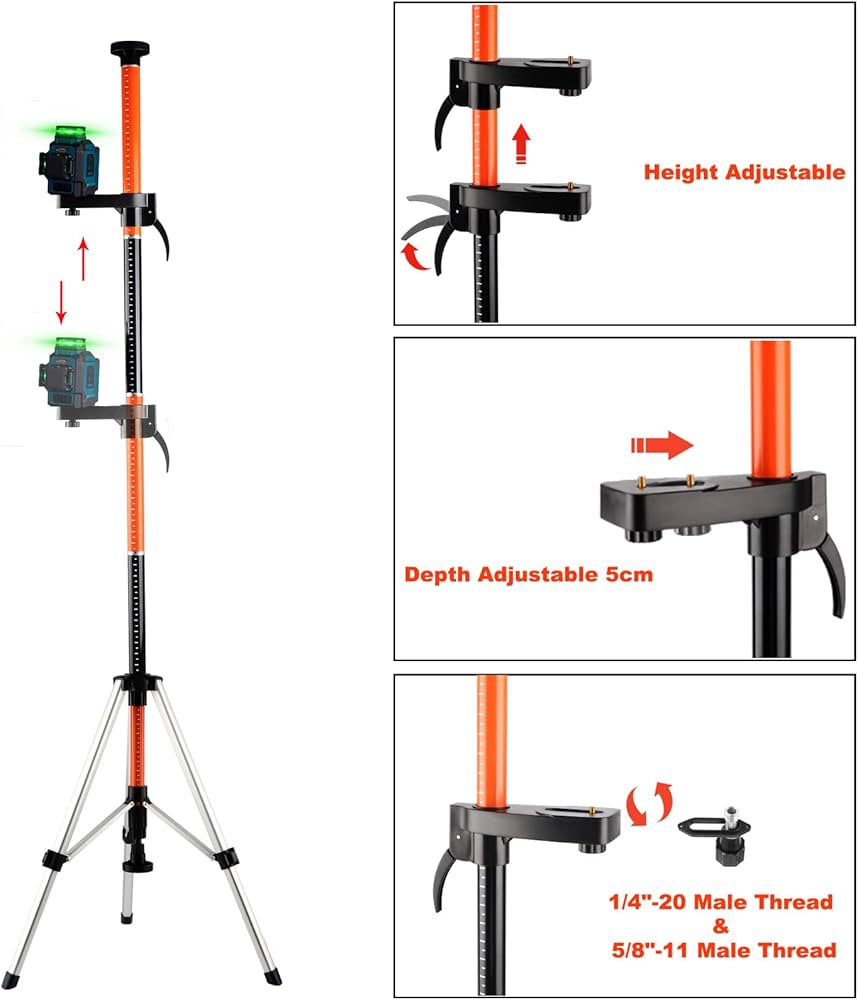 フロアスタンド LASER POD KEZERS Laser Level Pole with Tripod,12Ft./3.7M Telescoping
