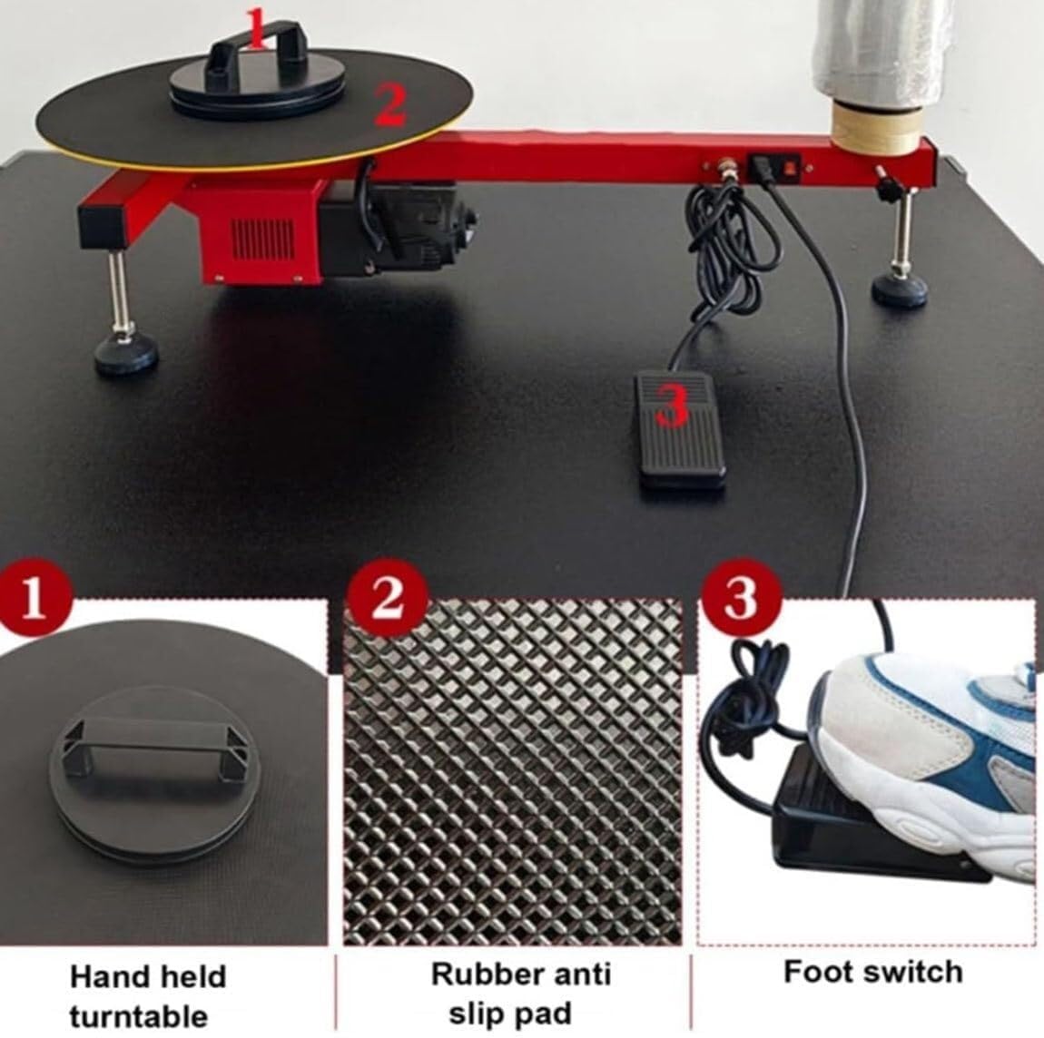 Electric Pallet Wrapping Machine Dispenser Table Top, Electric Flatbed Stretch Film Wrapping Machine, Speed ​​30 RPM, Turntable Diameter 40cm(Electric)
