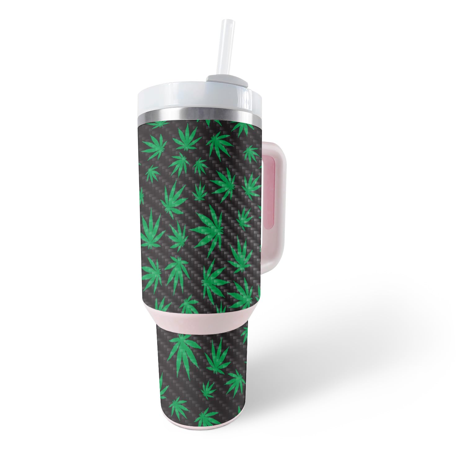 MightySkins Carbon Fiber Skin Compatible With Stanley The Quencher H2.0 FlowState 40 Oz Tumbler - Marijuana | Protective, Durable Textured Carbon Fiber Finish | Easy To Apply, Remove, and Change Style