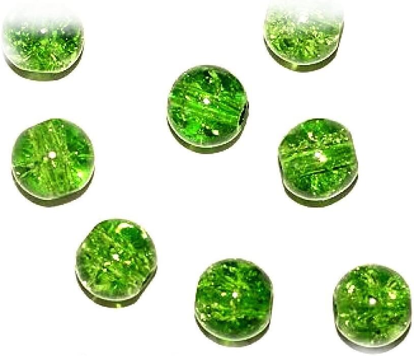 40pcs x 8mm Green Round Crackle Glass Beads For Jewellery Making - (Ref:13A15)